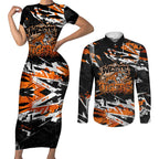 Personalized Wests Tigers Couples Matching Short Sleeve Bodycon Dress and Long Sleeve Button Shirt Graffiti Grunge Abstract Urban Street Style Design