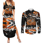 Personalized Wests Tigers Couples Matching Summer Maxi Dress and Long Sleeve Button Shirt Graffiti Grunge Abstract Urban Street Style Design