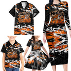 Personalized Wests Tigers Family Matching Long Sleeve Bodycon Dress and Hawaiian Shirt Graffiti Grunge Abstract Urban Street Style Design