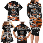 Personalized Wests Tigers Family Matching Long Sleeve Bodycon Dress and Hawaiian Shirt Graffiti Grunge Abstract Urban Street Style Design