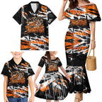 Personalized Wests Tigers Family Matching Mermaid Dress and Hawaiian Shirt Graffiti Grunge Abstract Urban Street Style Design