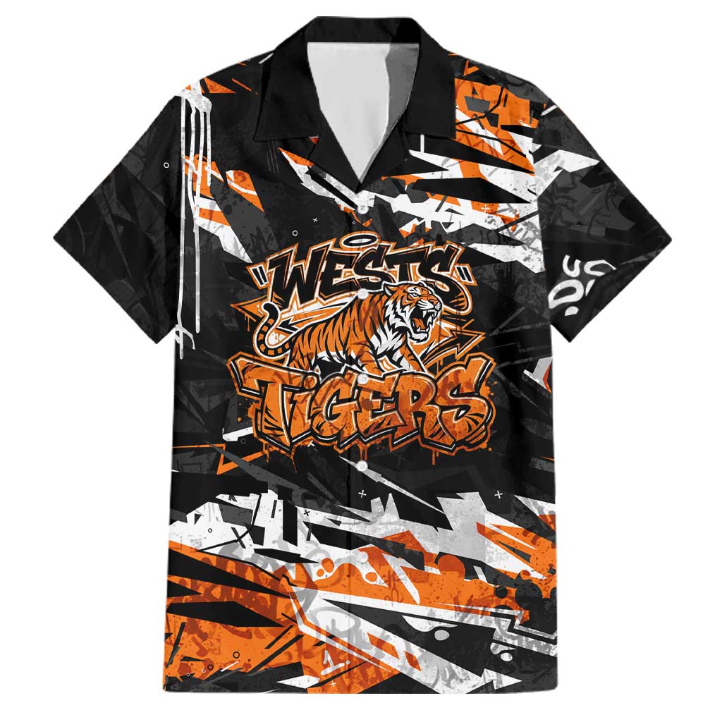 Personalized Wests Tigers Family Matching Mermaid Dress and Hawaiian Shirt Graffiti Grunge Abstract Urban Street Style Design