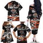 Personalized Wests Tigers Family Matching Off The Shoulder Long Sleeve Dress and Hawaiian Shirt Graffiti Grunge Abstract Urban Street Style Design