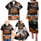 Personalized Wests Tigers Family Matching Puletasi and Hawaiian Shirt Graffiti Grunge Abstract Urban Street Style Design