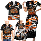 Personalized Wests Tigers Family Matching Short Sleeve Bodycon Dress and Hawaiian Shirt Graffiti Grunge Abstract Urban Street Style Design