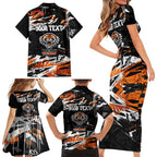 Personalized Wests Tigers Family Matching Short Sleeve Bodycon Dress and Hawaiian Shirt Graffiti Grunge Abstract Urban Street Style Design