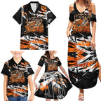 Personalized Wests Tigers Family Matching Summer Maxi Dress and Hawaiian Shirt Graffiti Grunge Abstract Urban Street Style Design