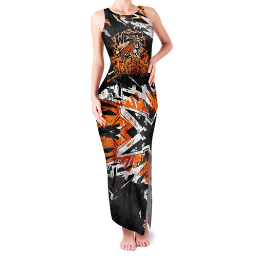 Personalized Wests Tigers Family Matching Tank Maxi Dress and Hawaiian Shirt Graffiti Grunge Abstract Urban Street Style Design