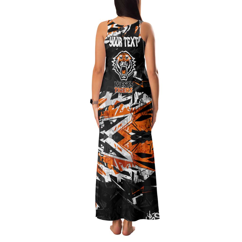 Personalized Wests Tigers Family Matching Tank Maxi Dress and Hawaiian Shirt Graffiti Grunge Abstract Urban Street Style Design