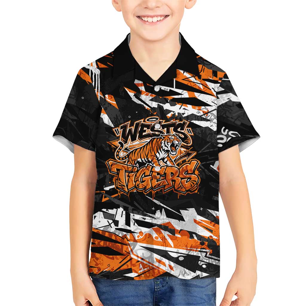 Personalized Wests Tigers Hawaiian Shirt Graffiti Grunge Abstract Urban Street Style Design