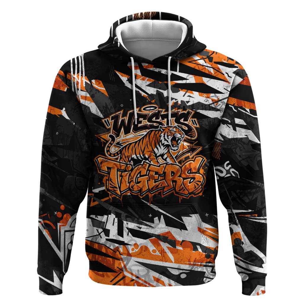 Personalized Wests Tigers Hoodie Graffiti Grunge Abstract Urban Street Style Design