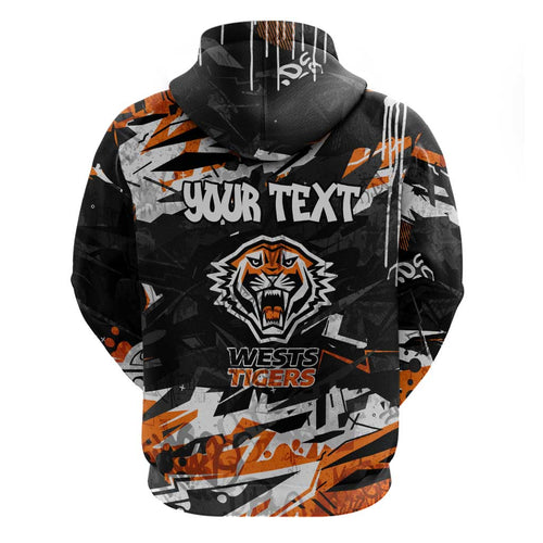 Personalized Wests Tigers Hoodie Graffiti Grunge Abstract Urban Street Style Design