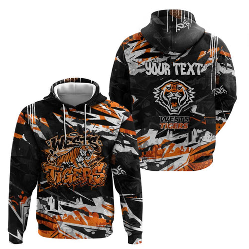 Personalized Wests Tigers Hoodie Graffiti Grunge Abstract Urban Street Style Design