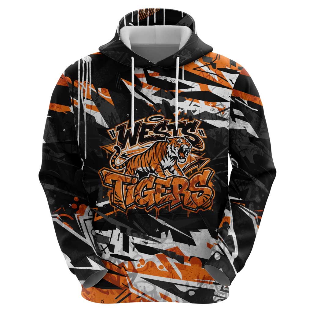 Personalized Wests Tigers Hoodie Graffiti Grunge Abstract Urban Street Style Design