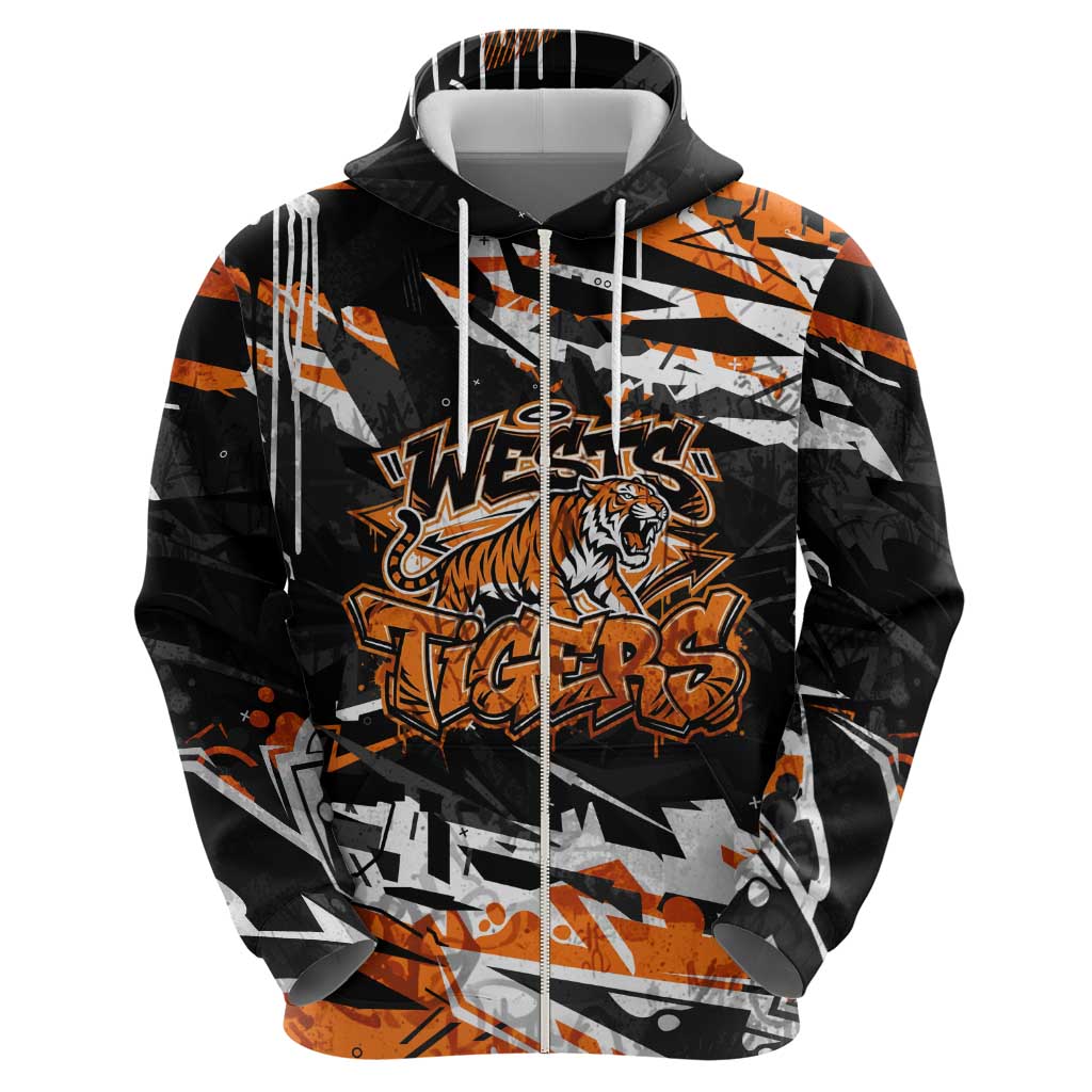 Personalized Wests Tigers Hoodie Graffiti Grunge Abstract Urban Street Style Design