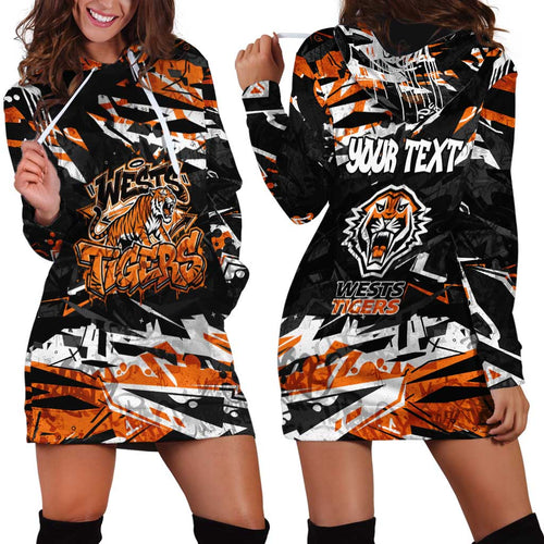 Personalized Wests Tigers Hoodie Dress Graffiti Grunge Abstract Urban Street Style Design