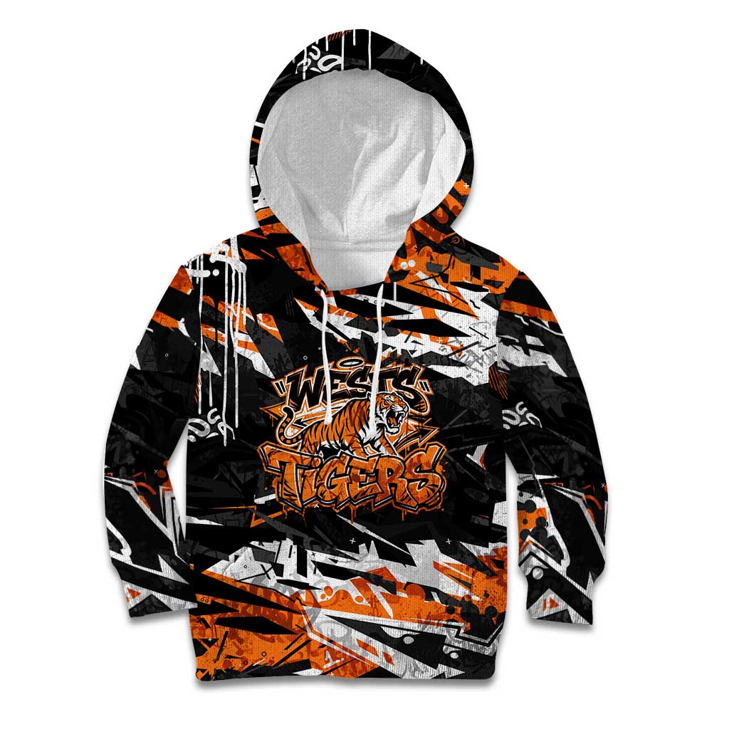 Personalized Wests Tigers Kid Hoodie Graffiti Grunge Abstract Urban Street Style Design