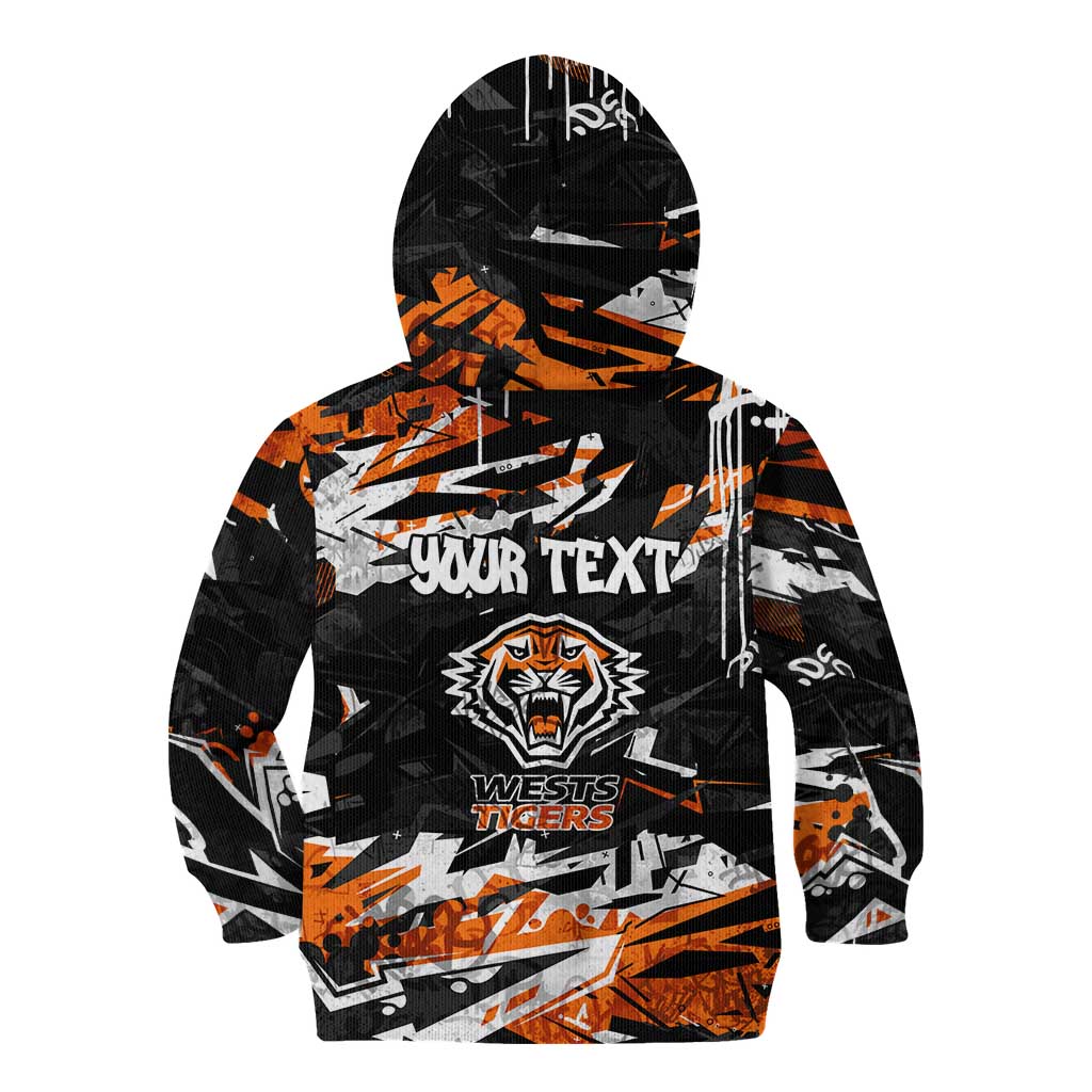 Personalized Wests Tigers Kid Hoodie Graffiti Grunge Abstract Urban Street Style Design