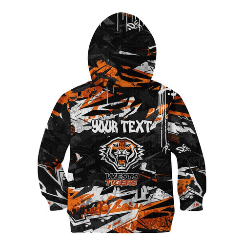 Personalized Wests Tigers Kid Hoodie Graffiti Grunge Abstract Urban Street Style Design