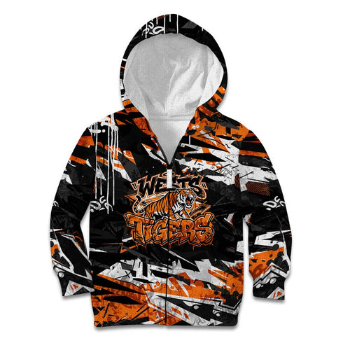 Personalized Wests Tigers Kid Hoodie Graffiti Grunge Abstract Urban Street Style Design