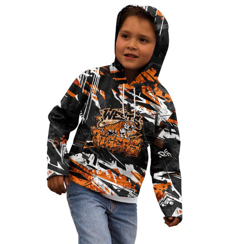 Personalized Wests Tigers Kid Hoodie Graffiti Grunge Abstract Urban Street Style Design