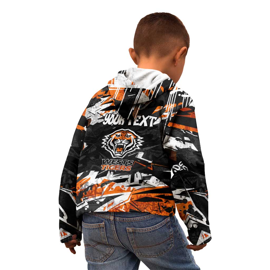 Personalized Wests Tigers Kid Hoodie Graffiti Grunge Abstract Urban Street Style Design