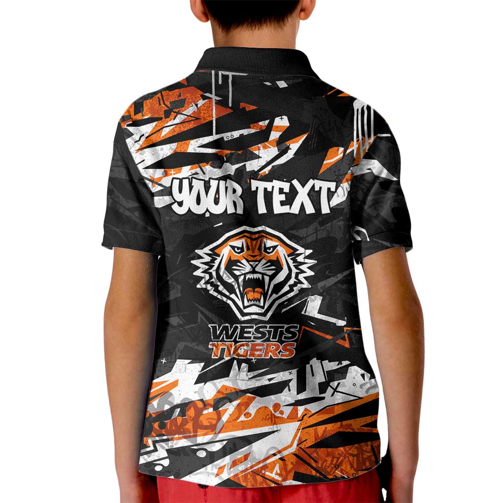 Personalized Wests Tigers Kid Polo Shirt Graffiti Grunge Abstract Urban Street Style Design
