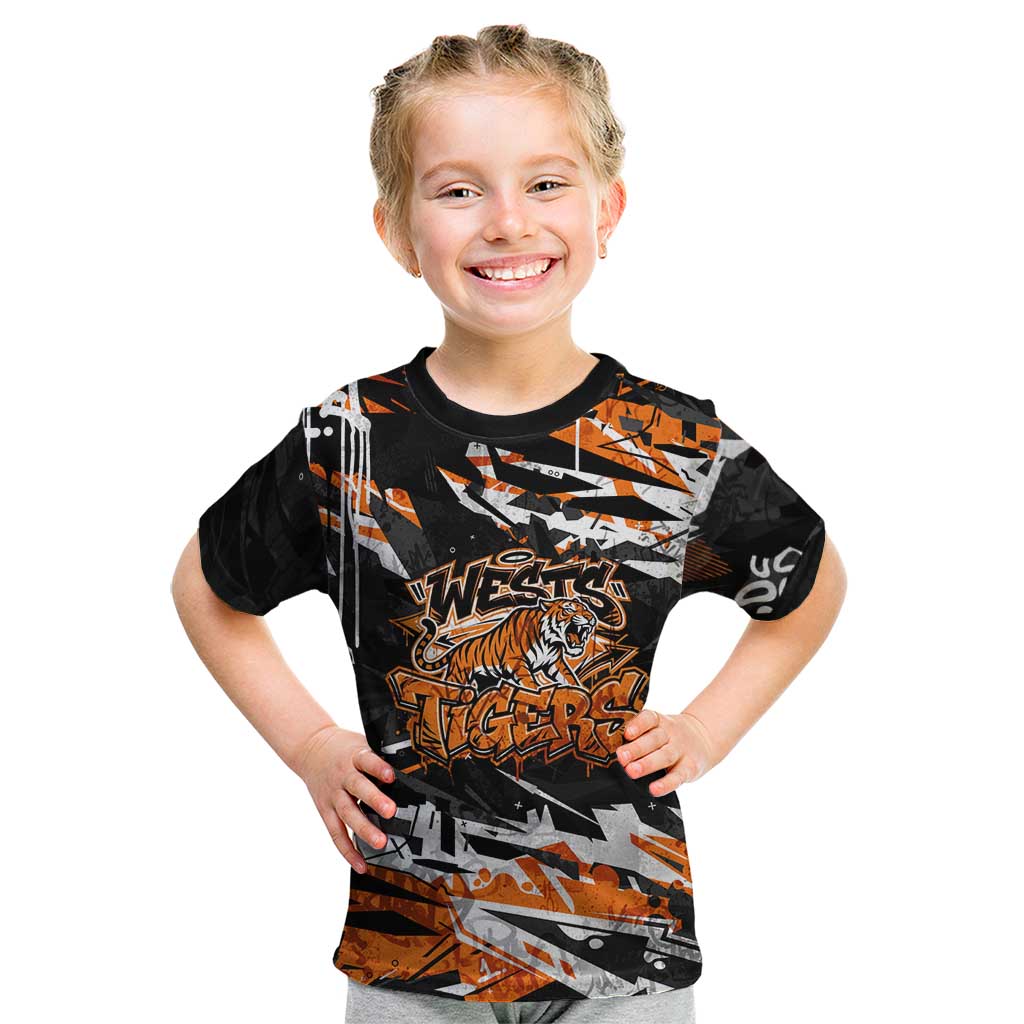 Personalized Wests Tigers Kid T Shirt Graffiti Grunge Abstract Urban Street Style Design