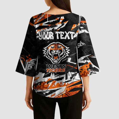 Personalized Wests Tigers Kimono Sleeve Blouse Graffiti Grunge Abstract Urban Street Style Design