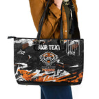 Personalized Wests Tigers Leather Tote Bag Graffiti Grunge Abstract Urban Street Style Design