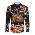 Personalized Wests Tigers Long Sleeve Button Shirt Graffiti Grunge Abstract Urban Street Style Design