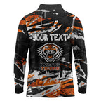 Personalized Wests Tigers Long Sleeve Polo Shirt Graffiti Grunge Abstract Urban Street Style Design