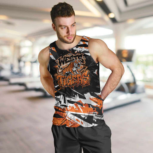 Personalized Wests Tigers Men Tank Top Graffiti Grunge Abstract Urban Street Style Design
