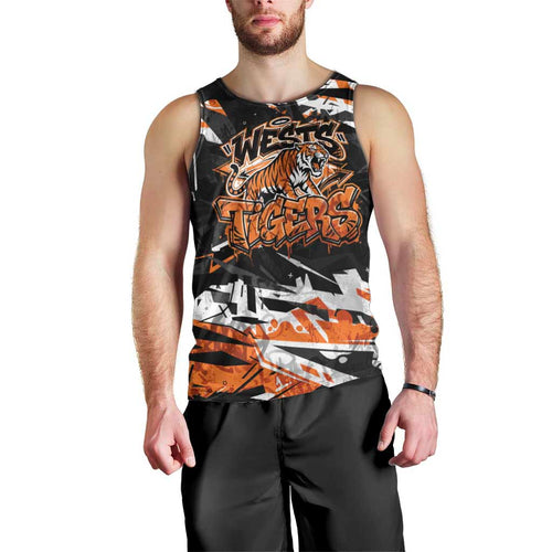 Personalized Wests Tigers Men Tank Top Graffiti Grunge Abstract Urban Street Style Design