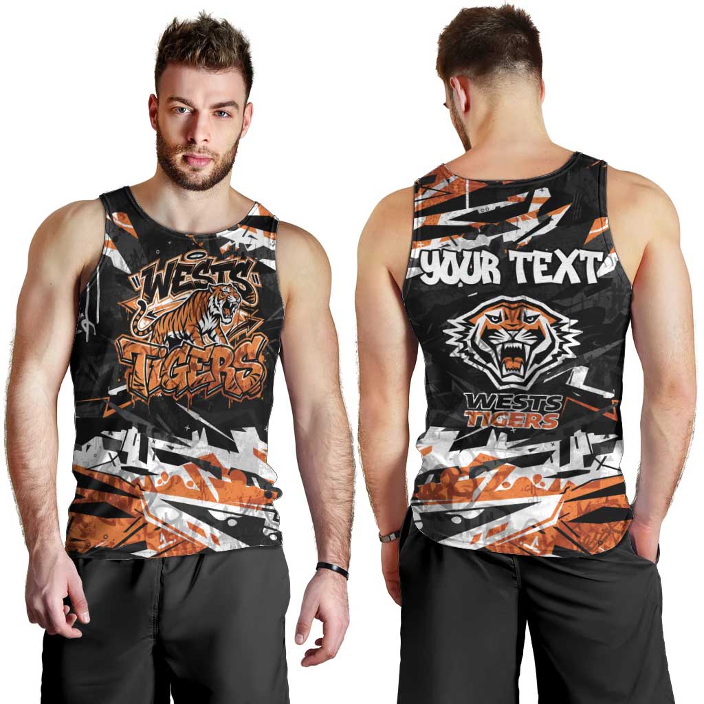 Personalized Wests Tigers Men Tank Top Graffiti Grunge Abstract Urban Street Style Design