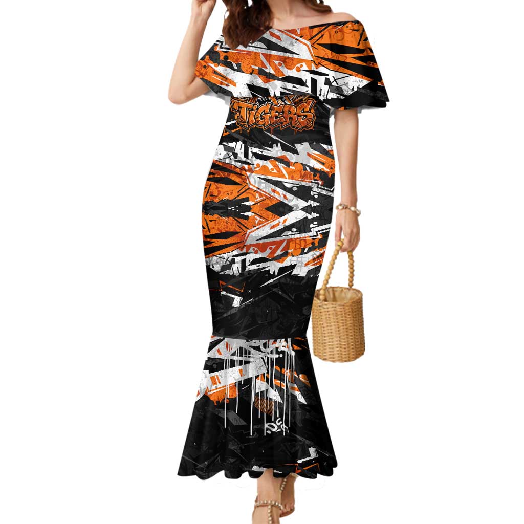 Personalized Wests Tigers Mermaid Dress Graffiti Grunge Abstract Urban Street Style Design