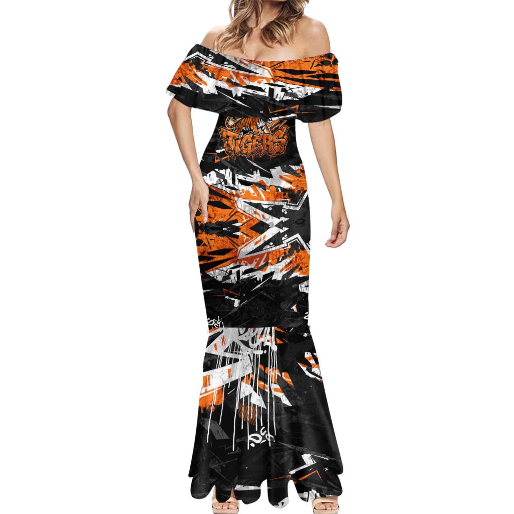 Personalized Wests Tigers Mermaid Dress Graffiti Grunge Abstract Urban Street Style Design
