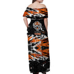 Personalized Wests Tigers Off Shoulder Maxi Dress Graffiti Grunge Abstract Urban Street Style Design