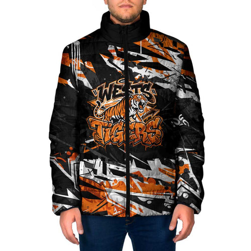 Personalized Wests Tigers Padded Jacket Graffiti Grunge Abstract Urban Street Style Design