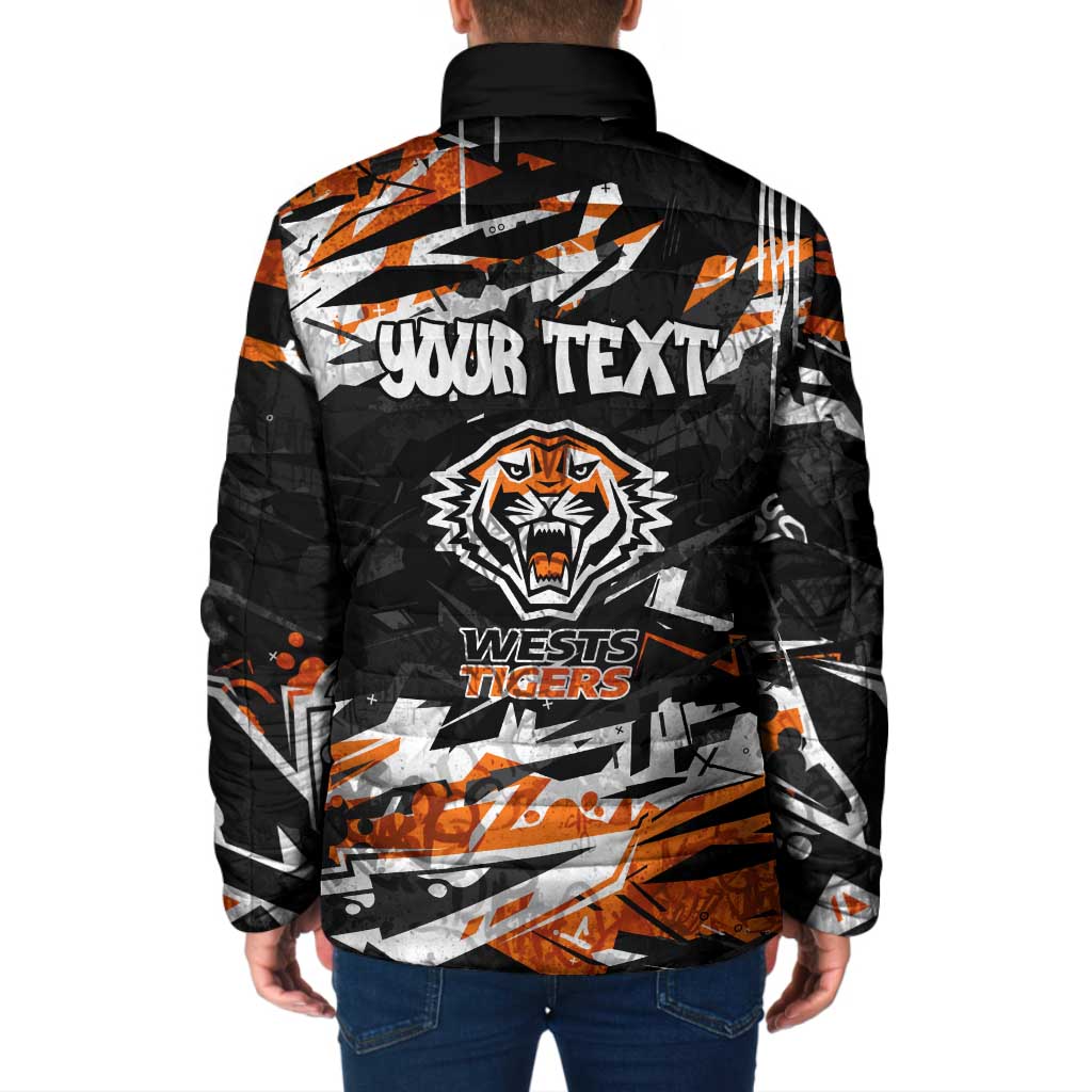 Personalized Wests Tigers Padded Jacket Graffiti Grunge Abstract Urban Street Style Design