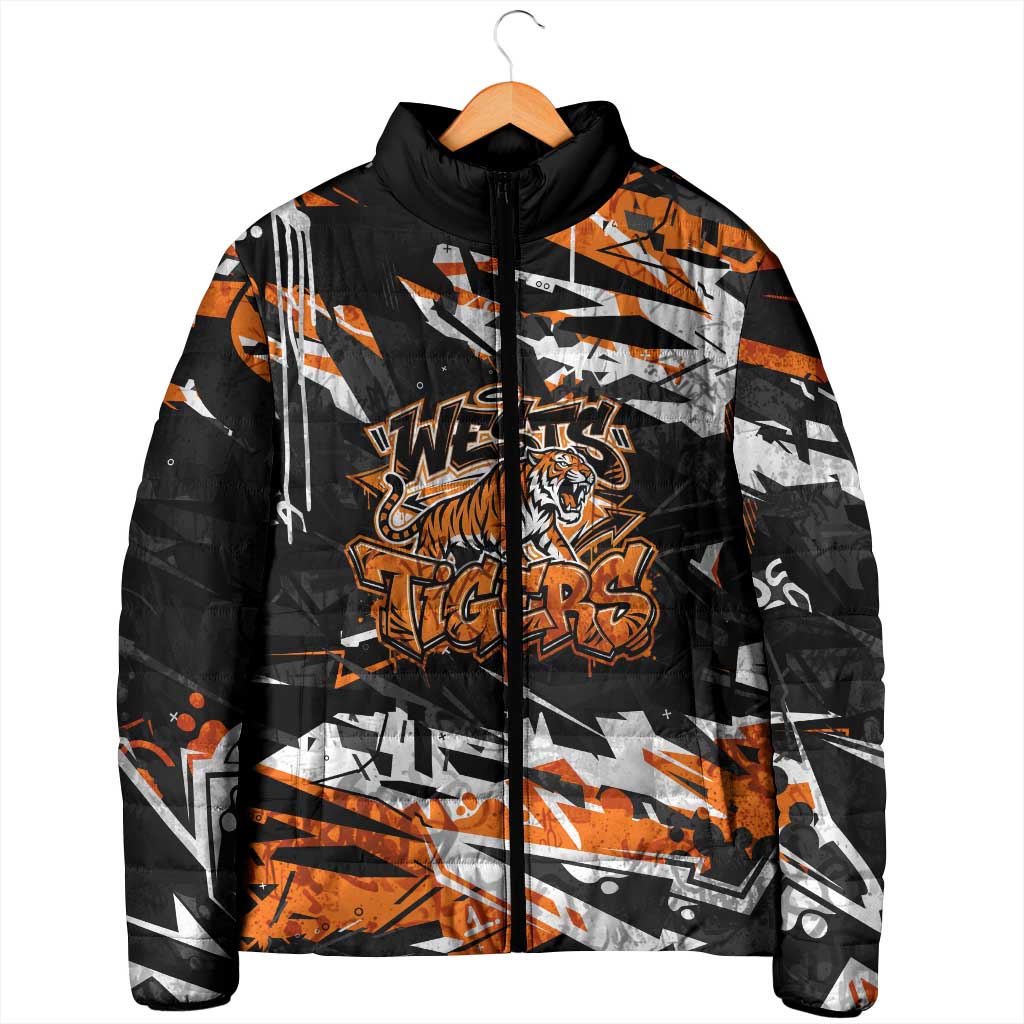 Personalized Wests Tigers Padded Jacket Graffiti Grunge Abstract Urban Street Style Design