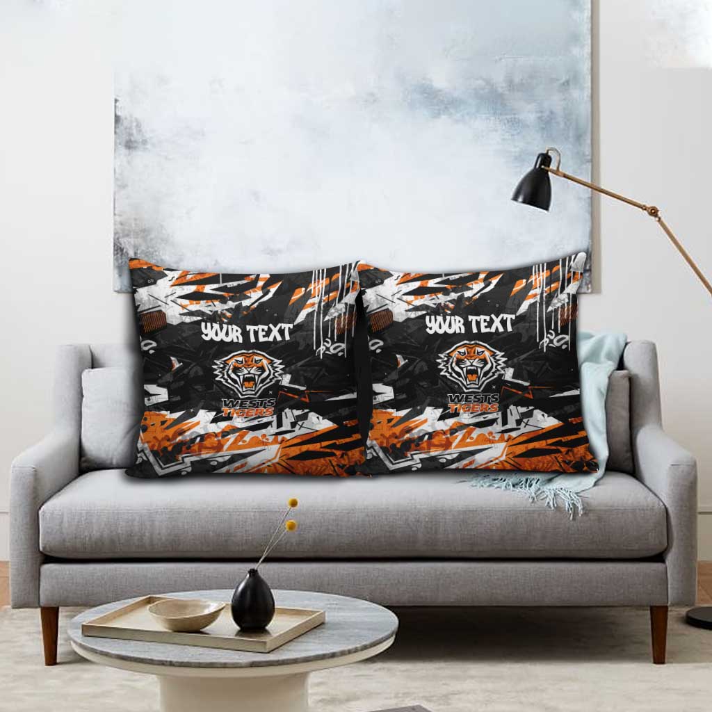 Personalized Wests Tigers Pillow Cover Graffiti Grunge Abstract Urban Street Style Design