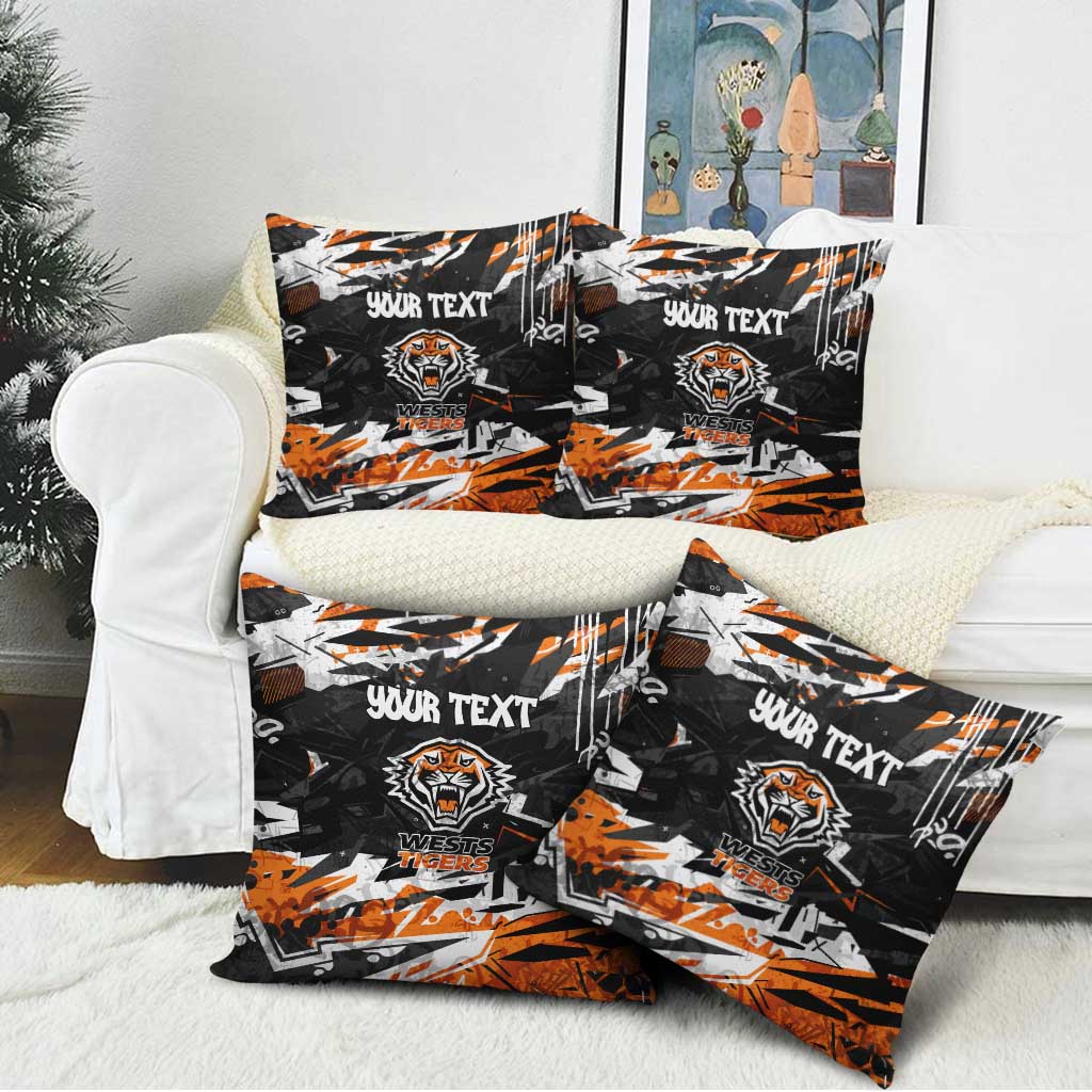 Personalized Wests Tigers Pillow Cover Graffiti Grunge Abstract Urban Street Style Design