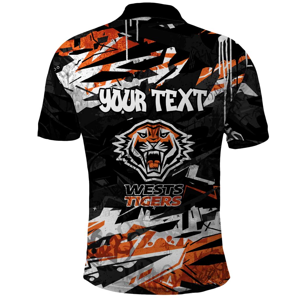 Personalized Wests Tigers Polo Shirt Graffiti Grunge Abstract Urban Street Style Design