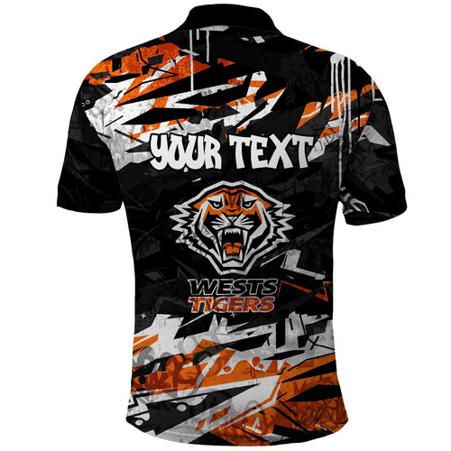 Personalized Wests Tigers Polo Shirt Graffiti Grunge Abstract Urban Street Style Design