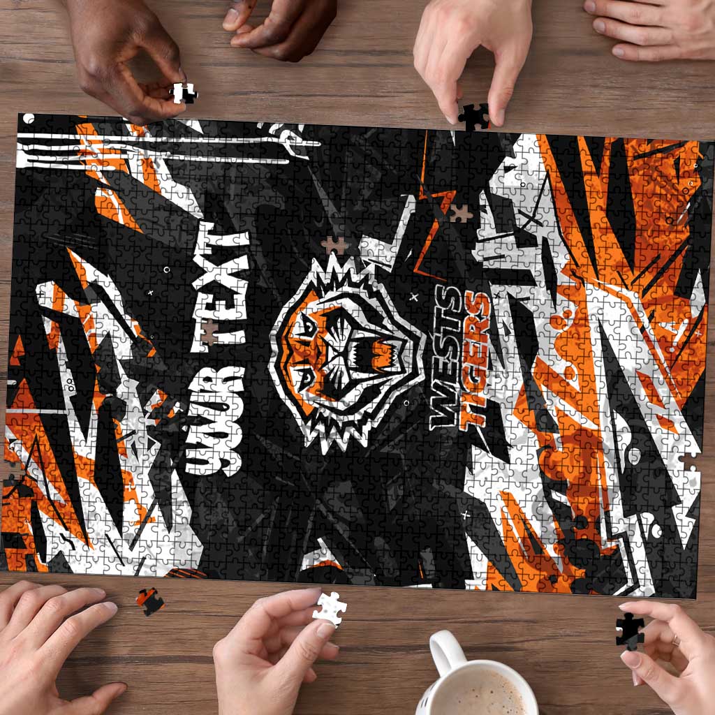 Personalized Wests Tigers Puzzle Graffiti Grunge Abstract Urban Street Style Design