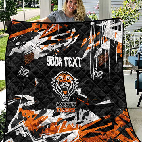 Personalized Wests Tigers Quilt Graffiti Grunge Abstract Urban Street Style Design