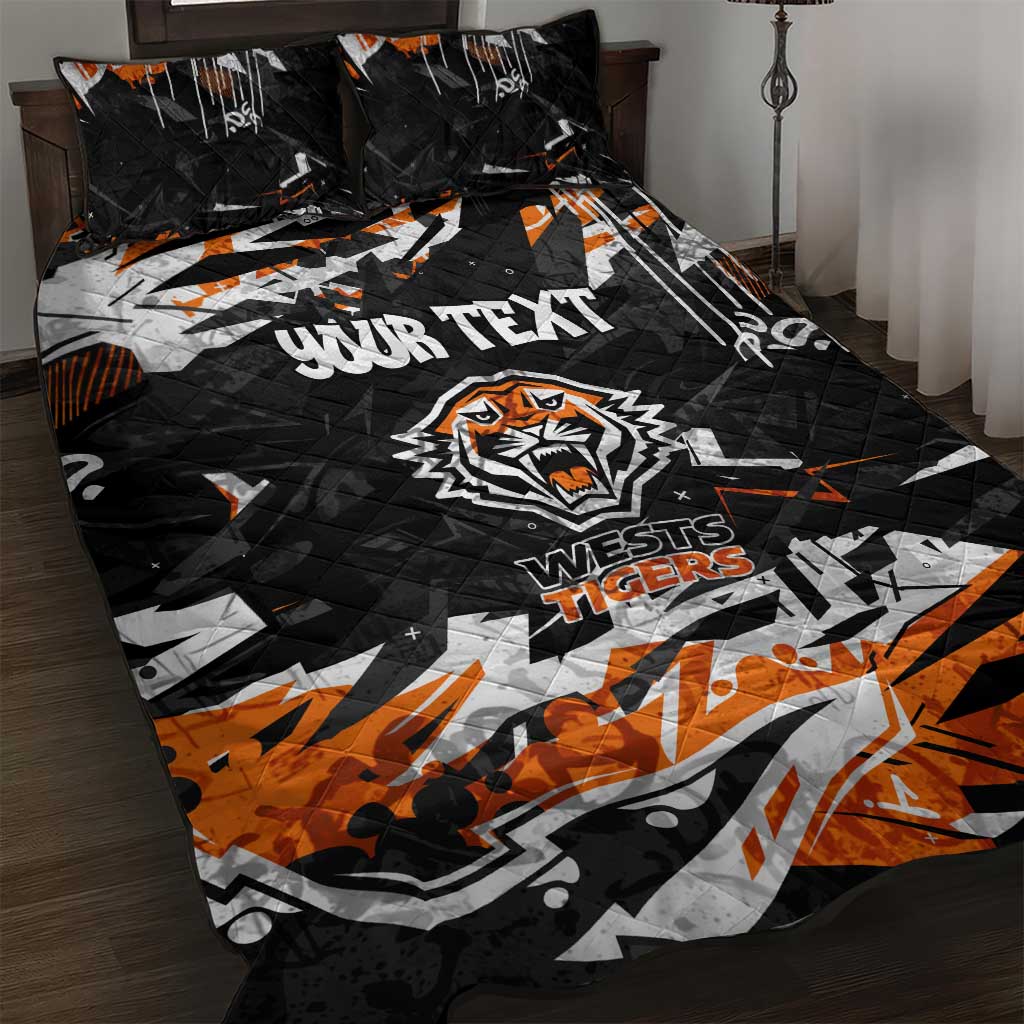 Personalized Wests Tigers Quilt Bed Set Graffiti Grunge Abstract Urban Street Style Design