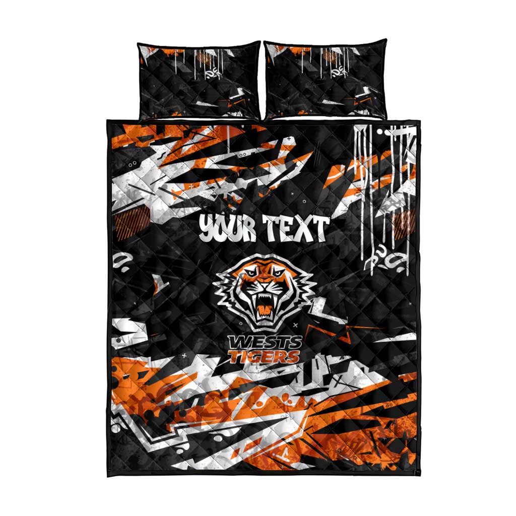 Personalized Wests Tigers Quilt Bed Set Graffiti Grunge Abstract Urban Street Style Design