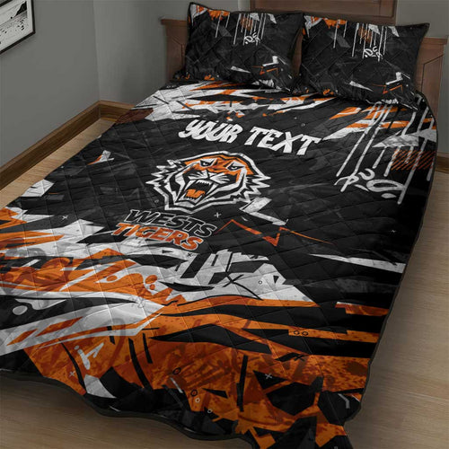 Personalized Wests Tigers Quilt Bed Set Graffiti Grunge Abstract Urban Street Style Design